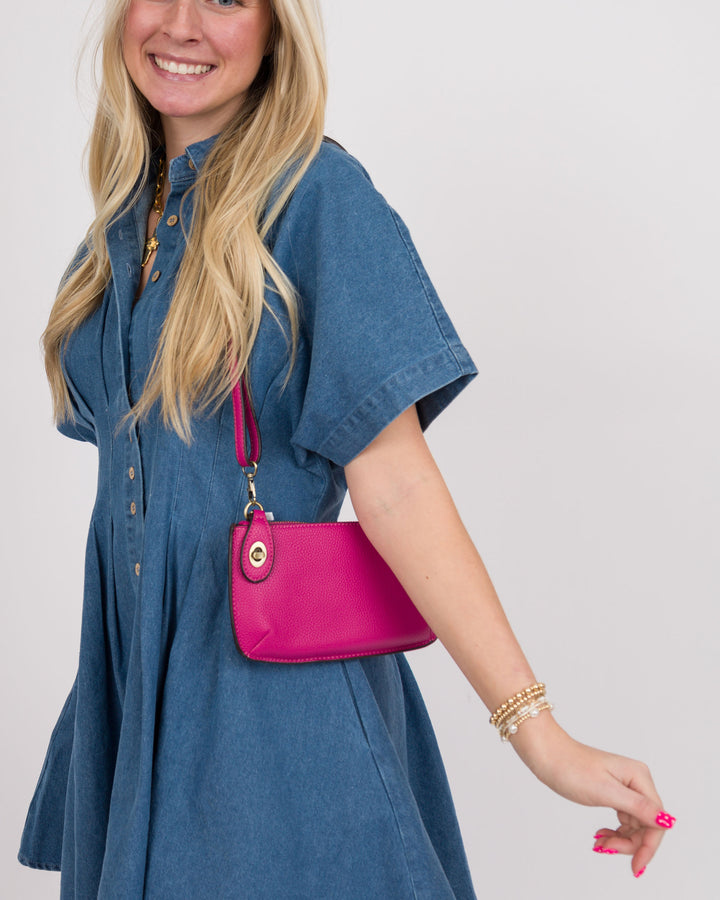 Joy Susan Fuchsia Mini Crossbody Wristlet Clutch