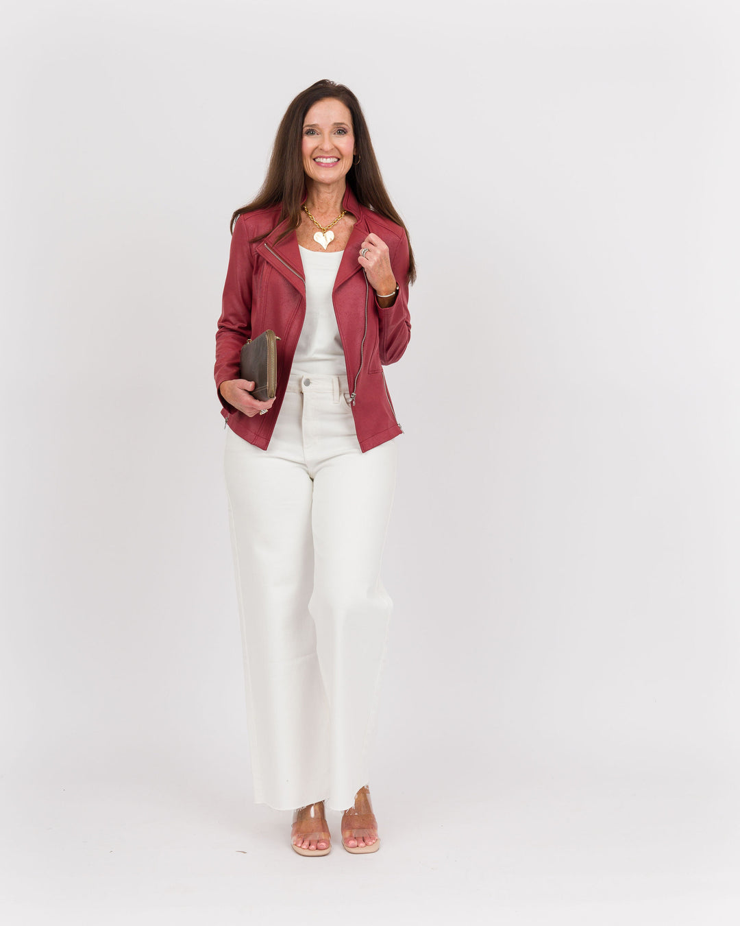Clara Sunwoo Leather Knit Jacket - Ruby-Final Sale