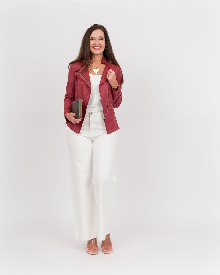 Clara Sunwoo Leather Knit Jacket - Ruby-Final Sale