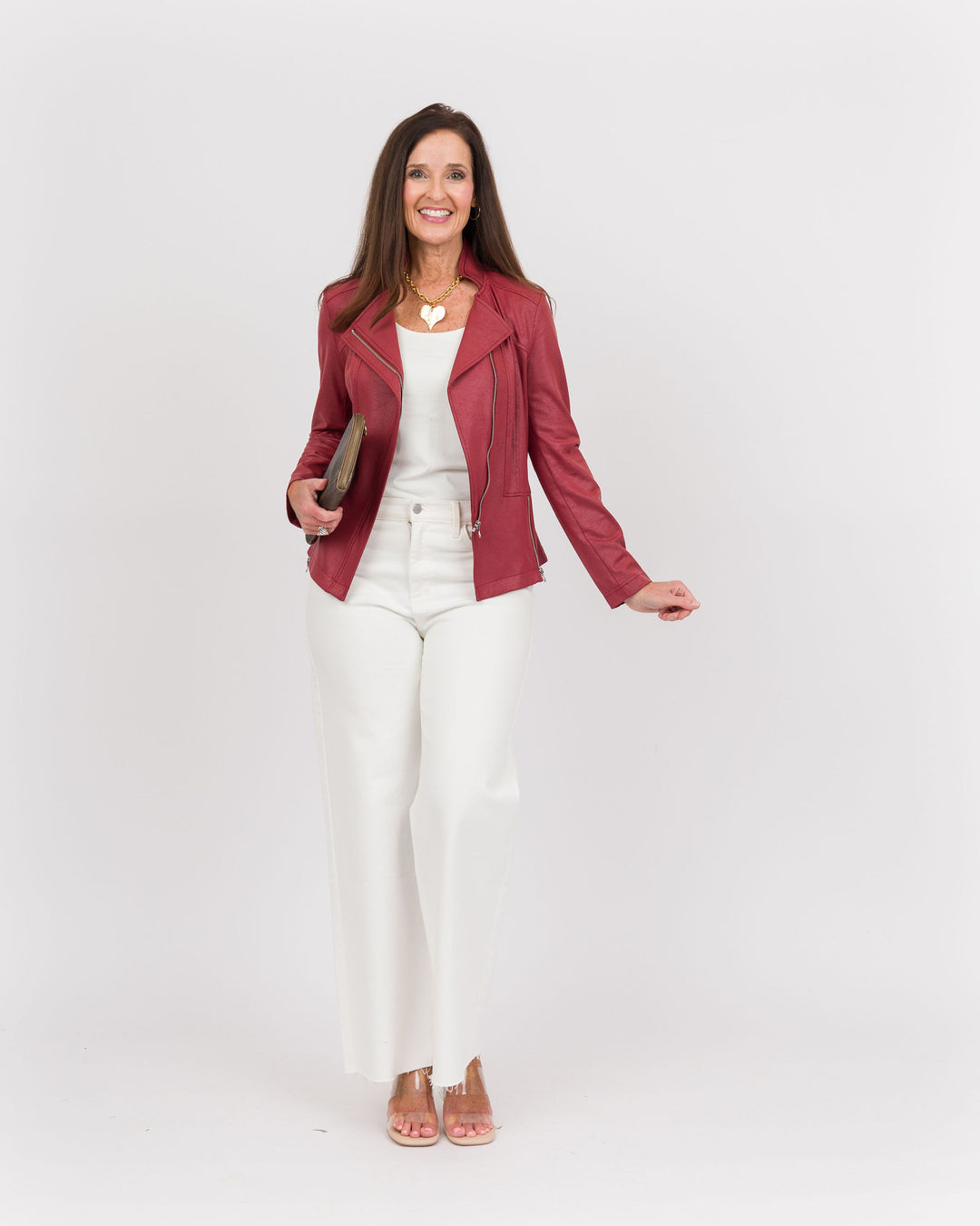 Clara Sunwoo Leather Knit Jacket - Ruby-Final Sale