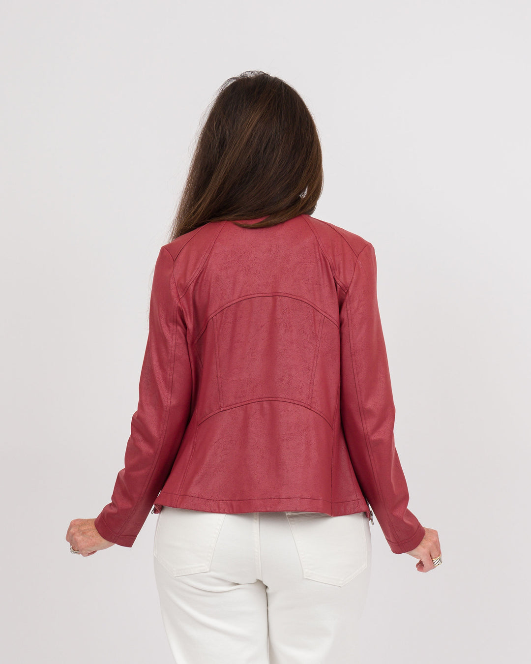 Clara Sunwoo Leather Knit Jacket - Ruby-Final Sale