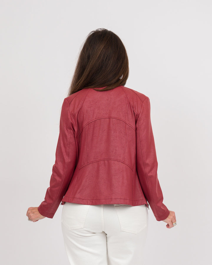 Clara Sunwoo Leather Knit Jacket - Ruby-Final Sale