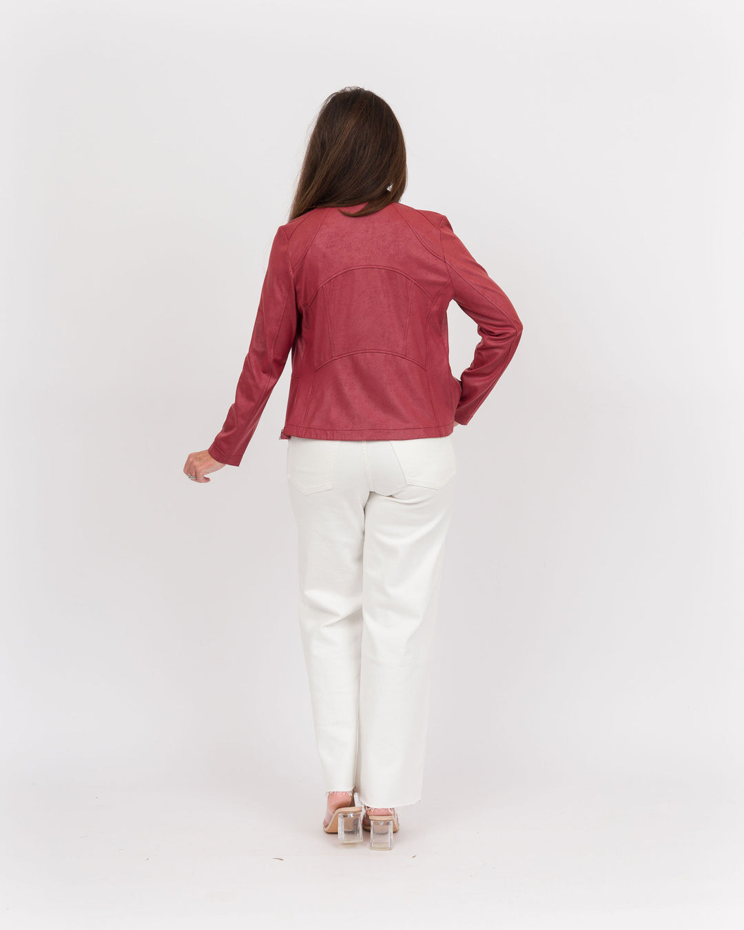 Clara Sunwoo Leather Knit Jacket - Ruby-Final Sale