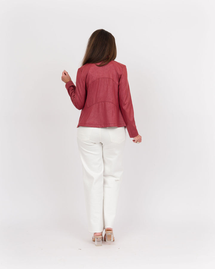 Clara Sunwoo Leather Knit Jacket - Ruby-Final Sale