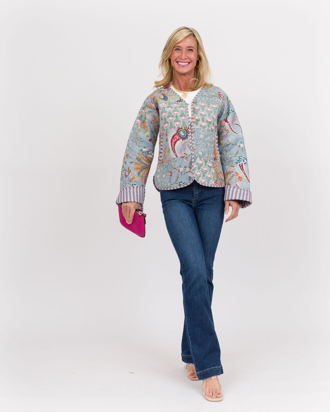 Handmade Vintage Quilted Patchwork Jacket Grey