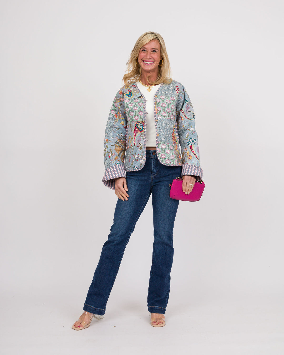 Handmade Vintage Quilted Patchwork Jacket Grey