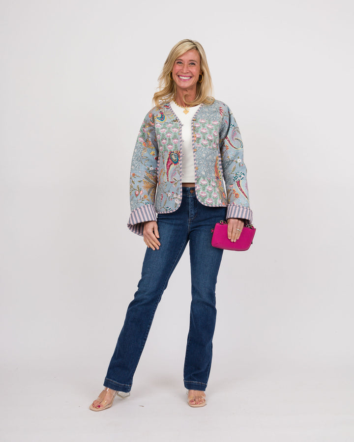 Handmade Vintage Quilted Patchwork Jacket Grey