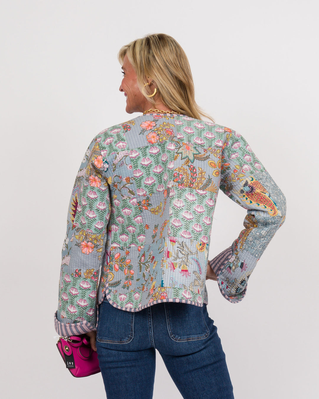 Handmade Vintage Quilted Patchwork Jacket Grey