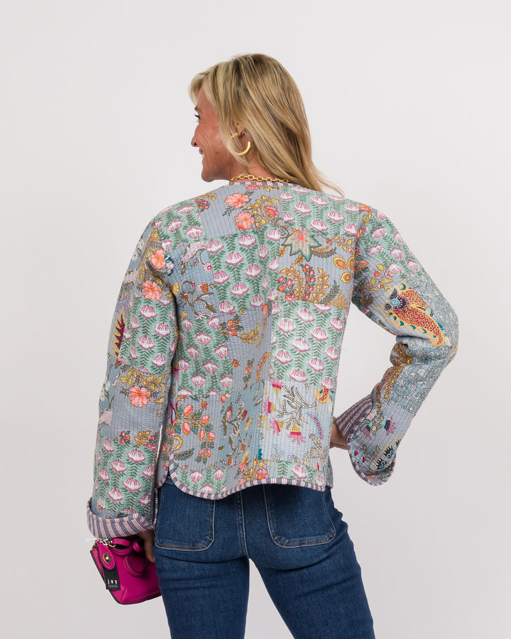 Handmade Vintage Quilted Patchwork Jacket Grey