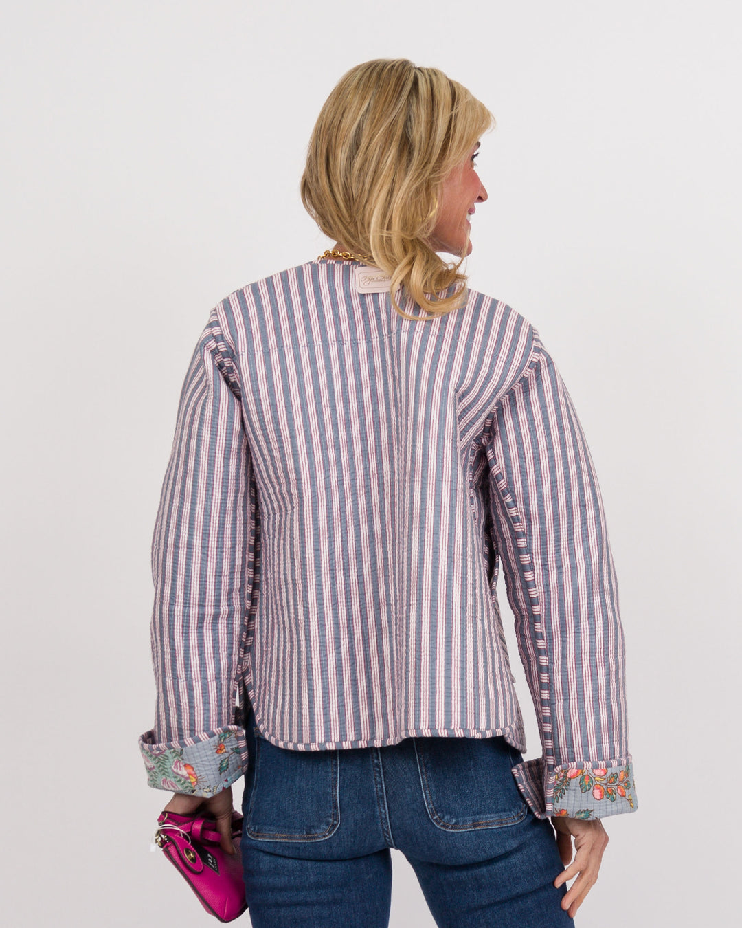Handmade Vintage Quilted Patchwork Jacket Grey