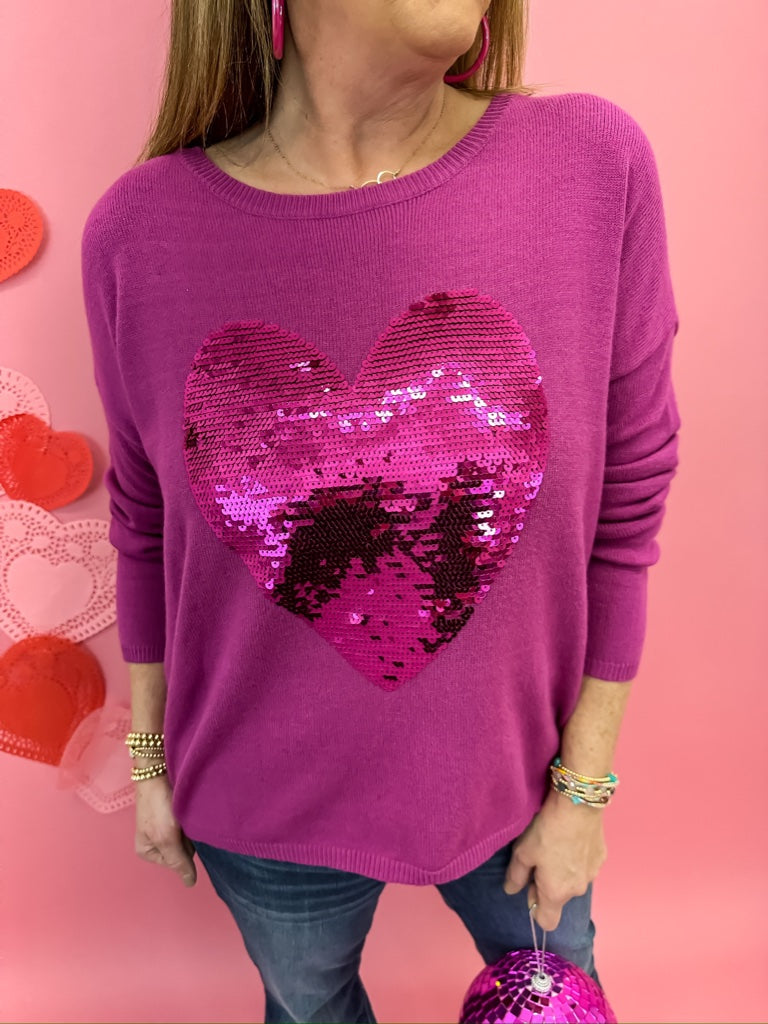 Lucky Heart Purple Sweater