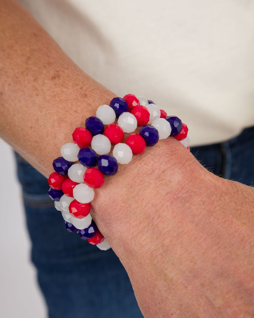 Red, White and Blue Beaded Bracelets