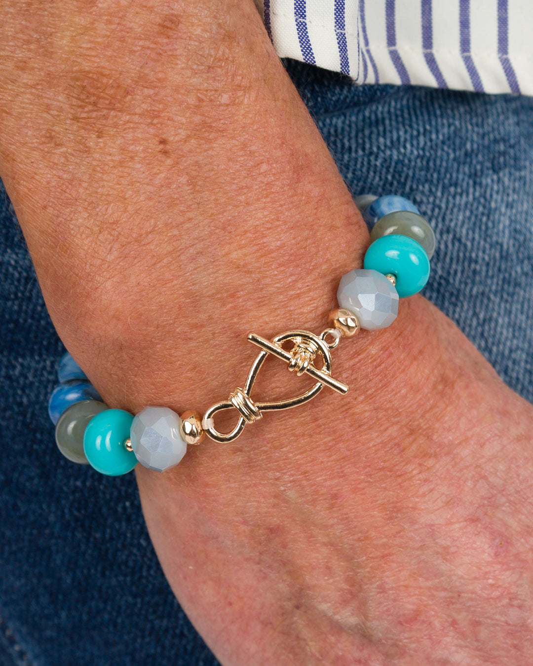 Multi Color Beaded Bracelet - Blue
