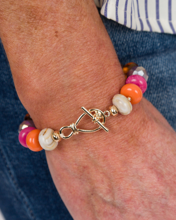Multi Color Beaded Bracelet - Maroon