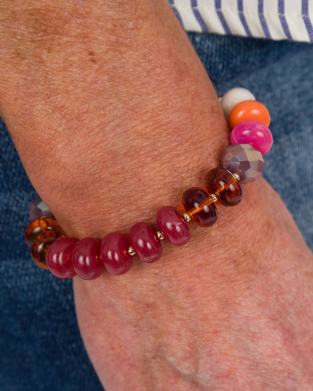 Multi Color Beaded Bracelet - Maroon