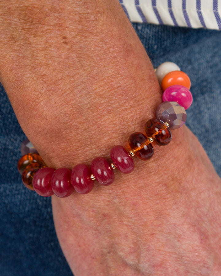 Multi Color Beaded Bracelet - Maroon