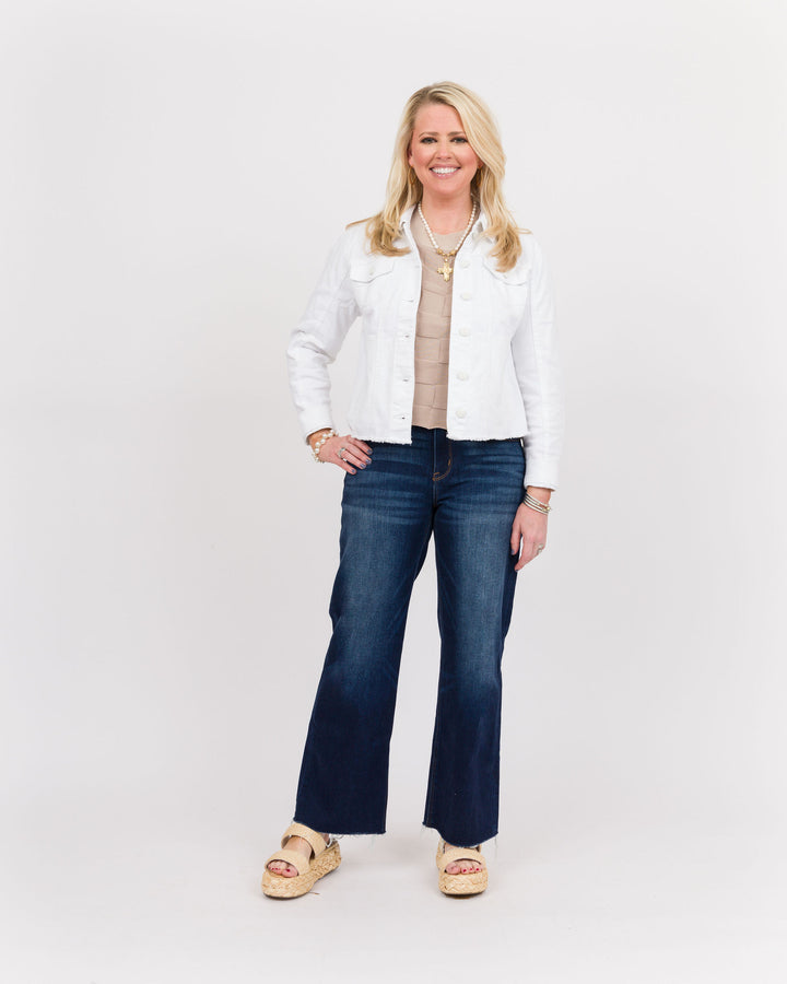 Peplum Denim Jacket White