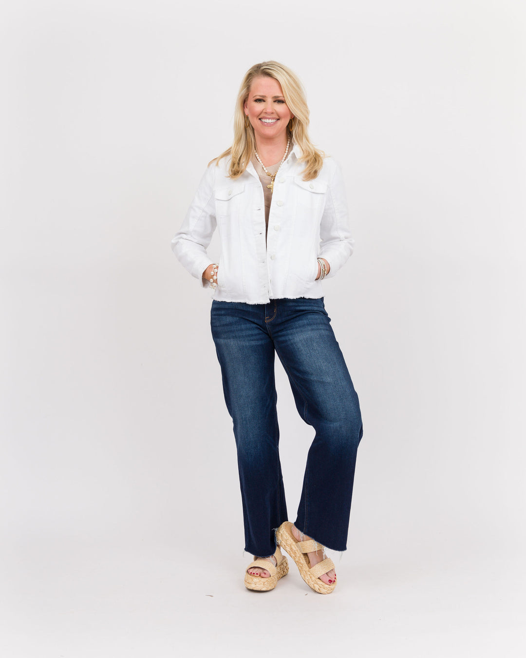 Peplum Denim Jacket White