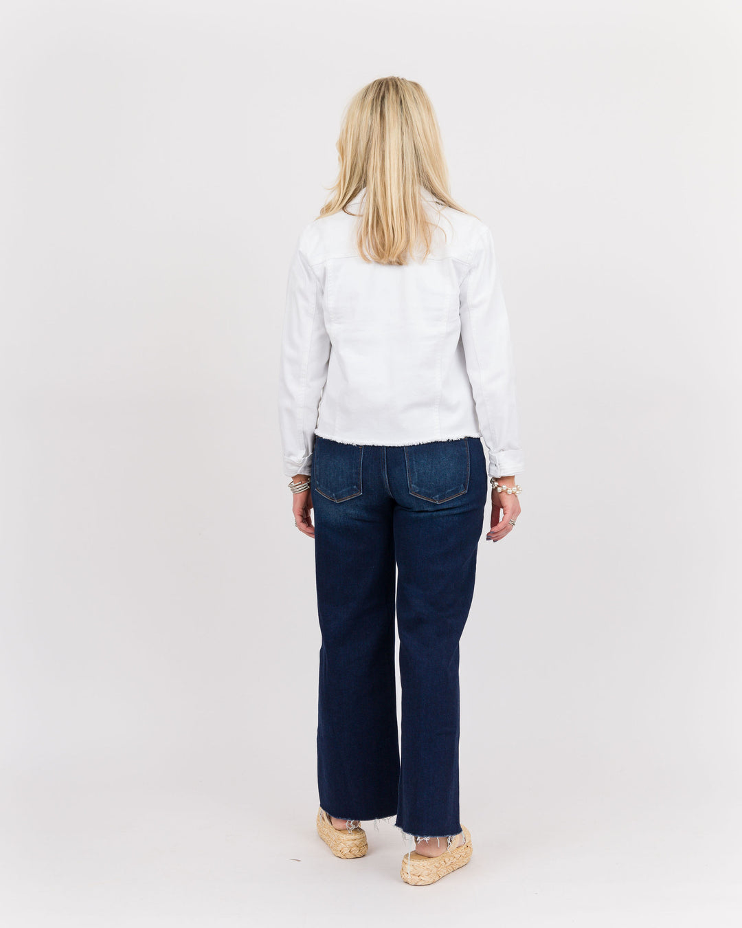 Peplum Denim Jacket White