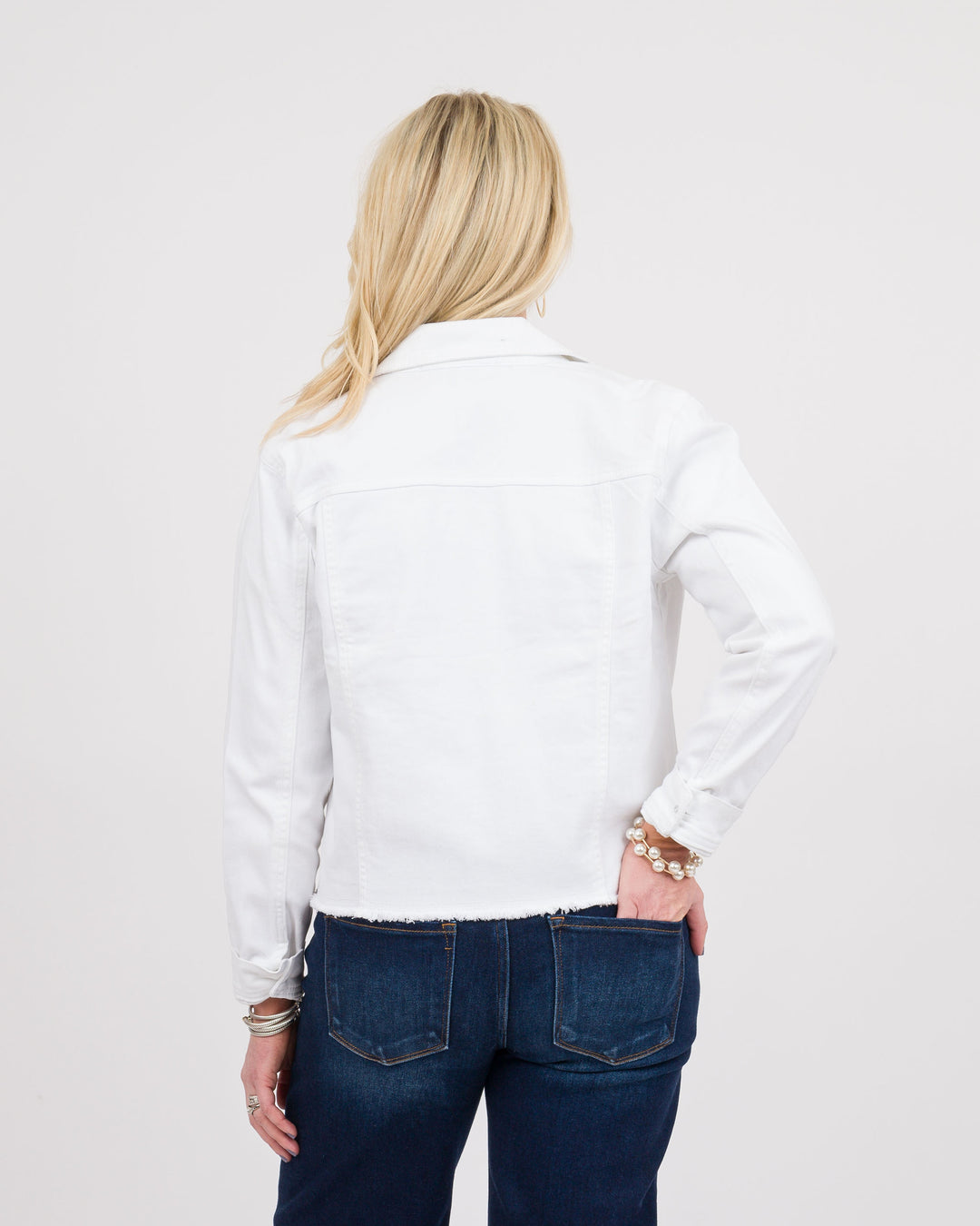 Peplum Denim Jacket White