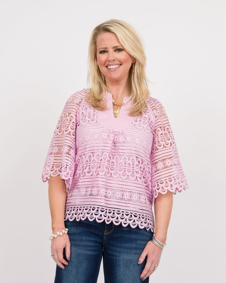 Lilac Floral Eyelet Top-Final Sale