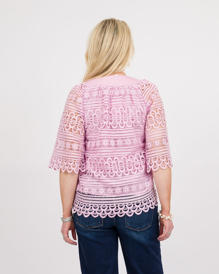 Lilac Floral Eyelet Top-Final Sale