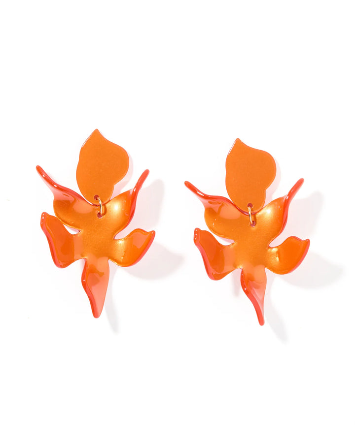 Linny Co - Flora Metallic Orange Earrings