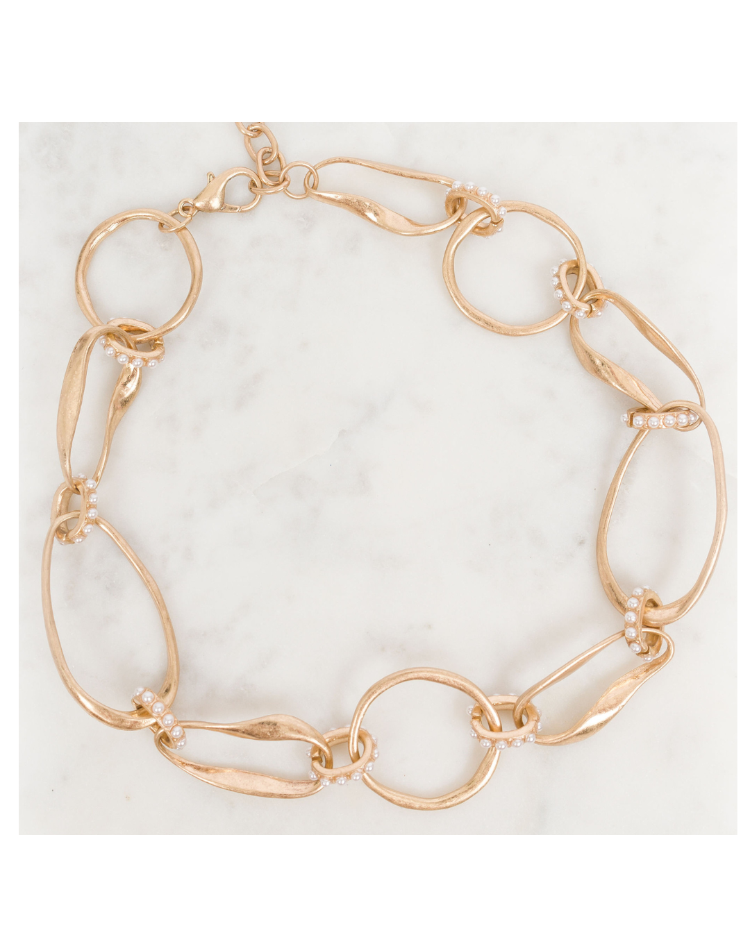 Mixed Hollow Oval Chain Necklace