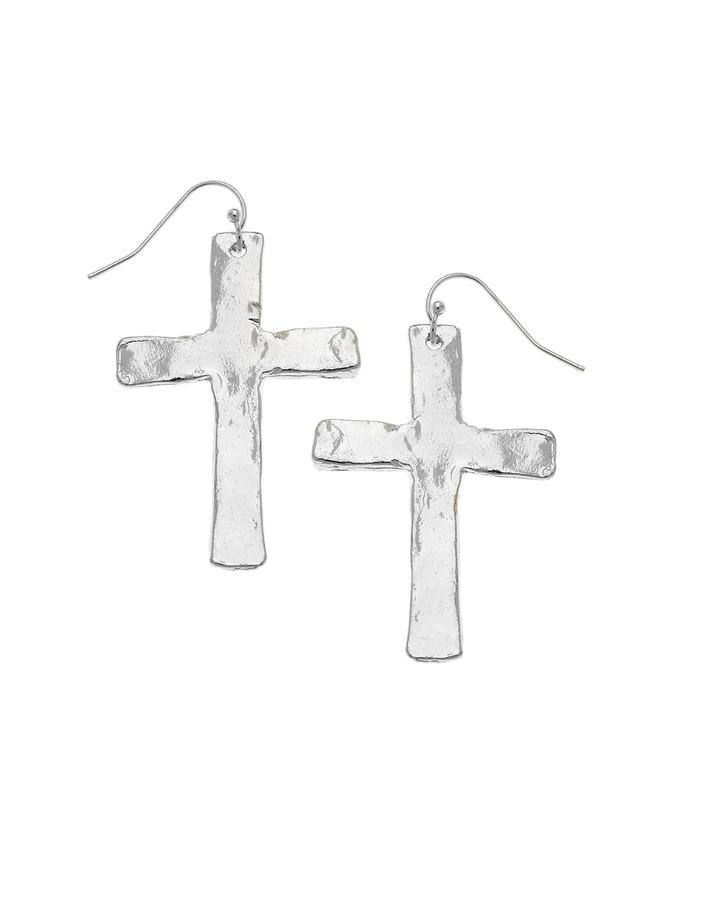 Susan Shaw Classic Cross Earrings - Silver