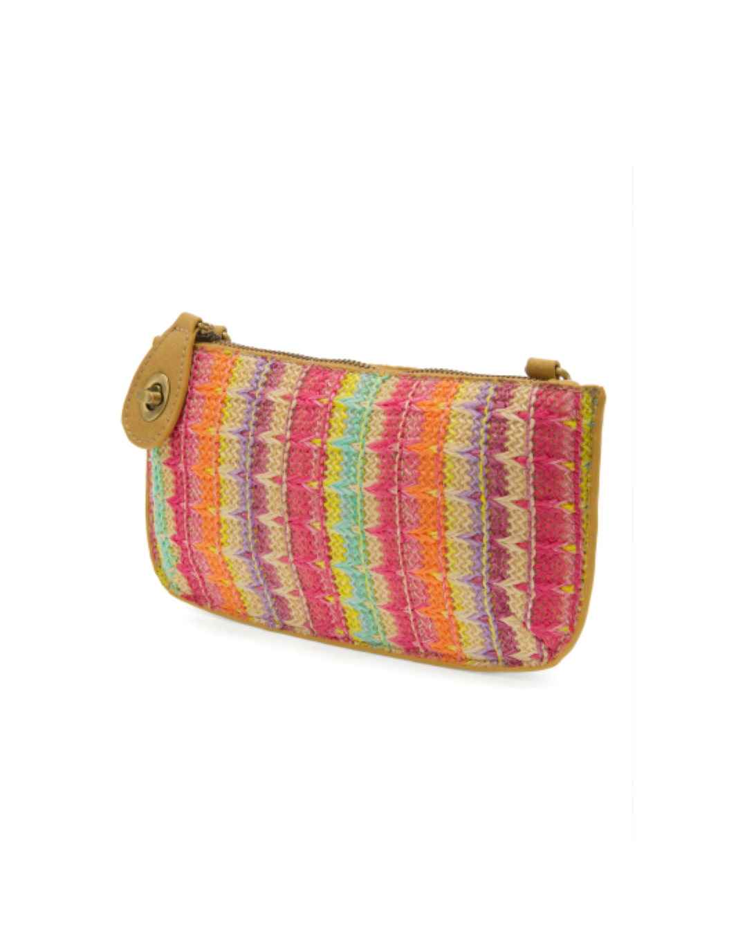 Joy Susan Bright Multi Woven Stripe Straw Mini Wristlet Crossbody