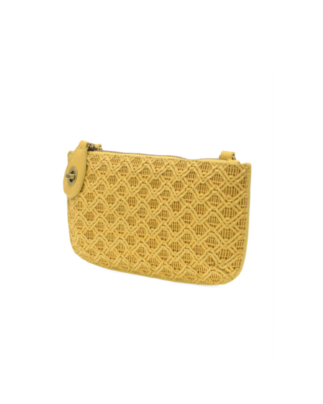 Joy Susan Yellow Lattice Woven Mini Crossbody Wristlet Clutch