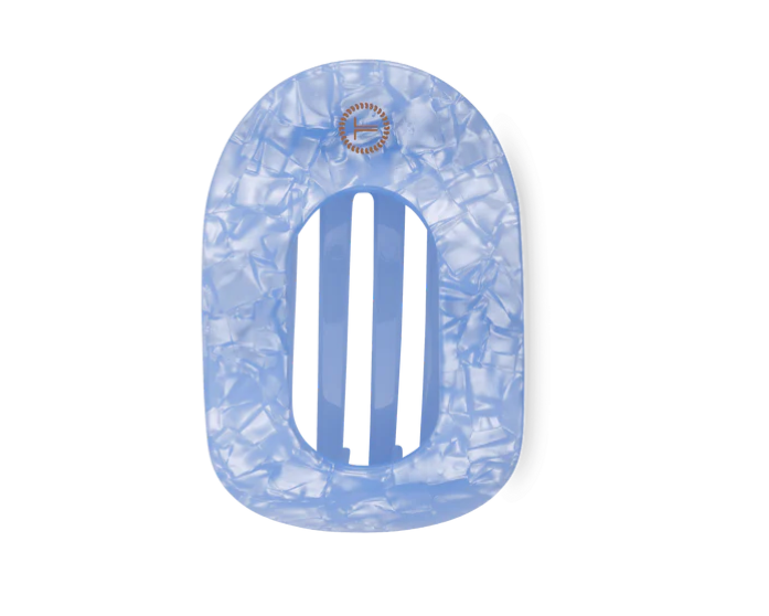 TELETIES Medium Flat Round Hair Clip - Blue Lagoon
