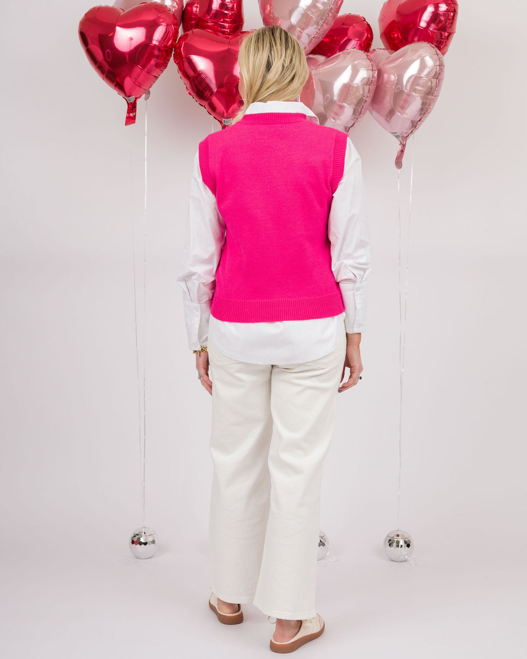 Hot Pink Sequin Heart Vest- Final Sale