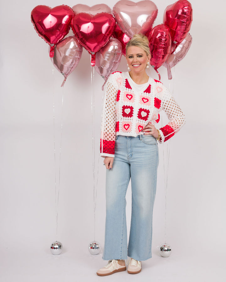 Sweetheart Crochet Cardigan-Final Sale