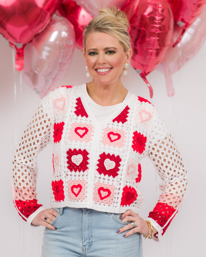 Sweetheart Crochet Cardigan-Final Sale