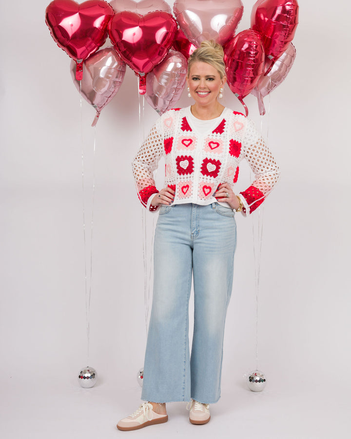 Sweetheart Crochet Cardigan-Final Sale