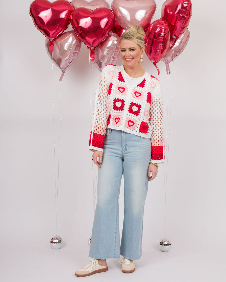 Sweetheart Crochet Cardigan-Final Sale