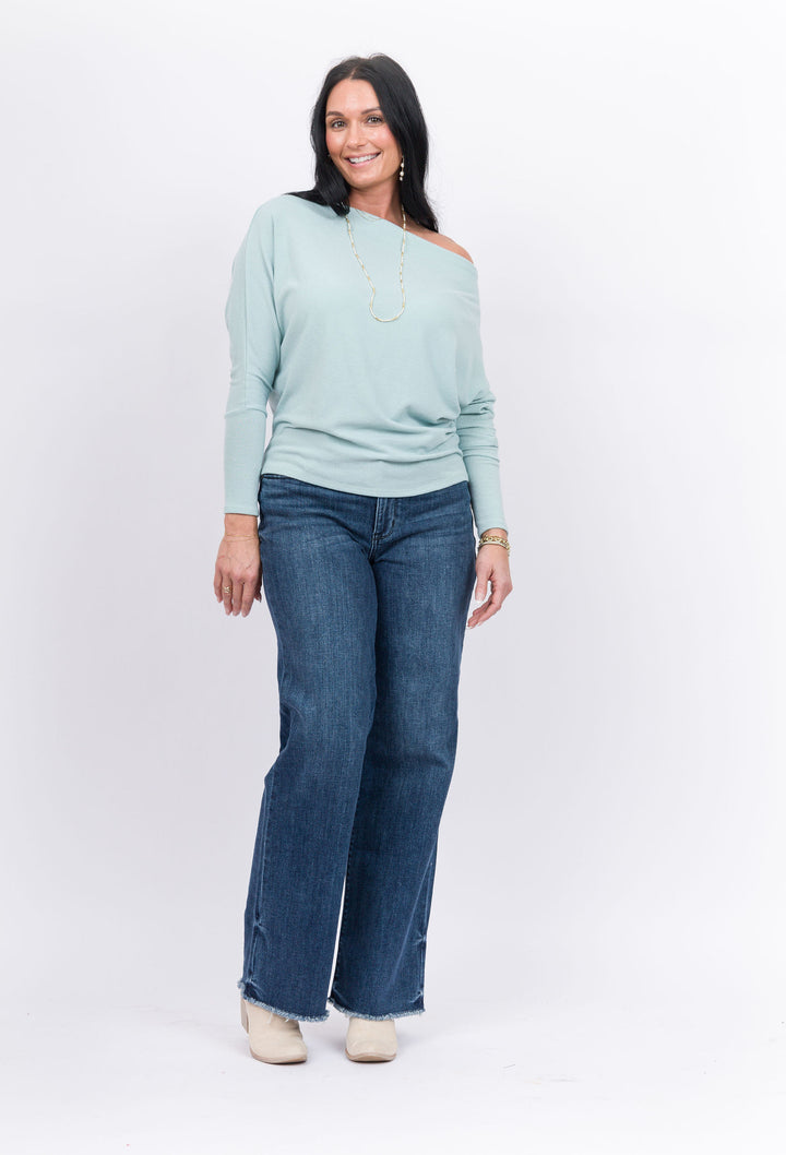 Judy Blue Mid Rise Wide Leg with Tint Denim -Dark