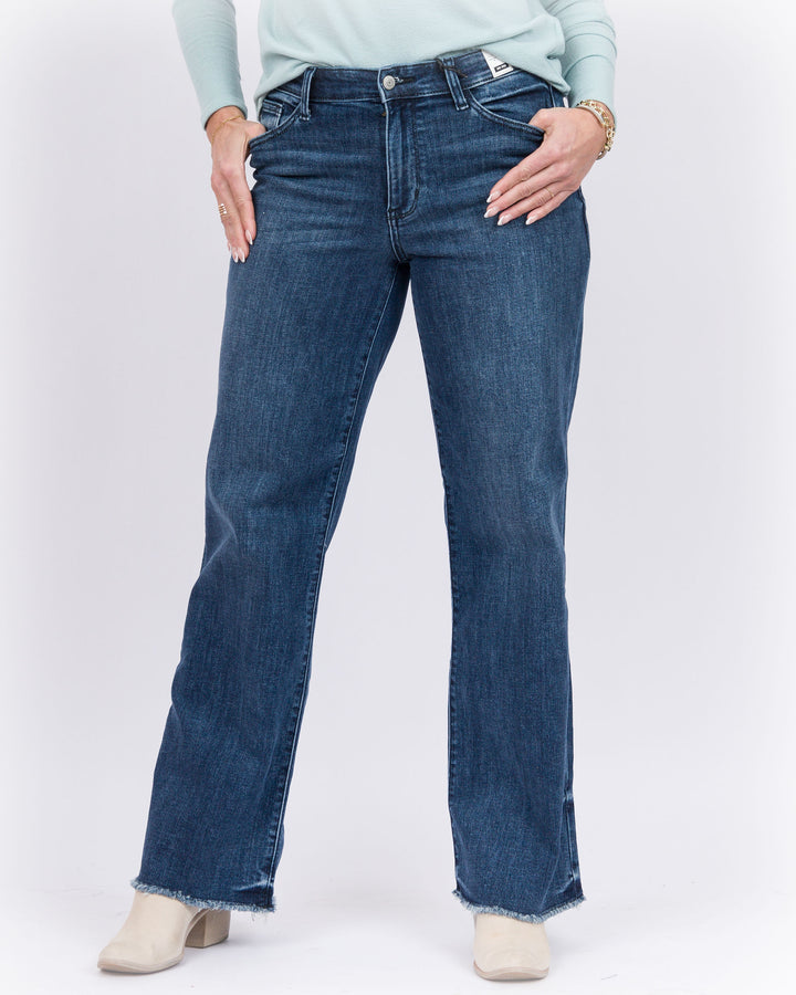 Judy Blue Mid Rise Wide Leg with Tint Denim -Dark