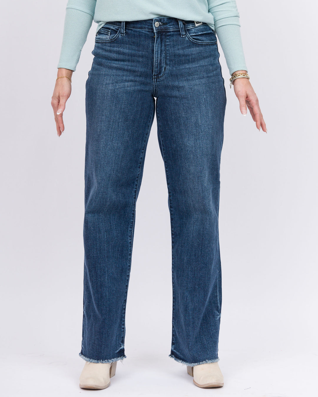 Judy Blue Mid Rise Wide Leg with Tint Denim -Dark