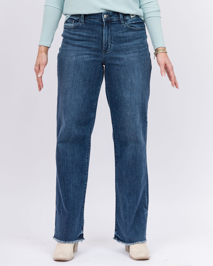 Judy Blue Mid Rise Wide Leg with Tint Denim -Dark