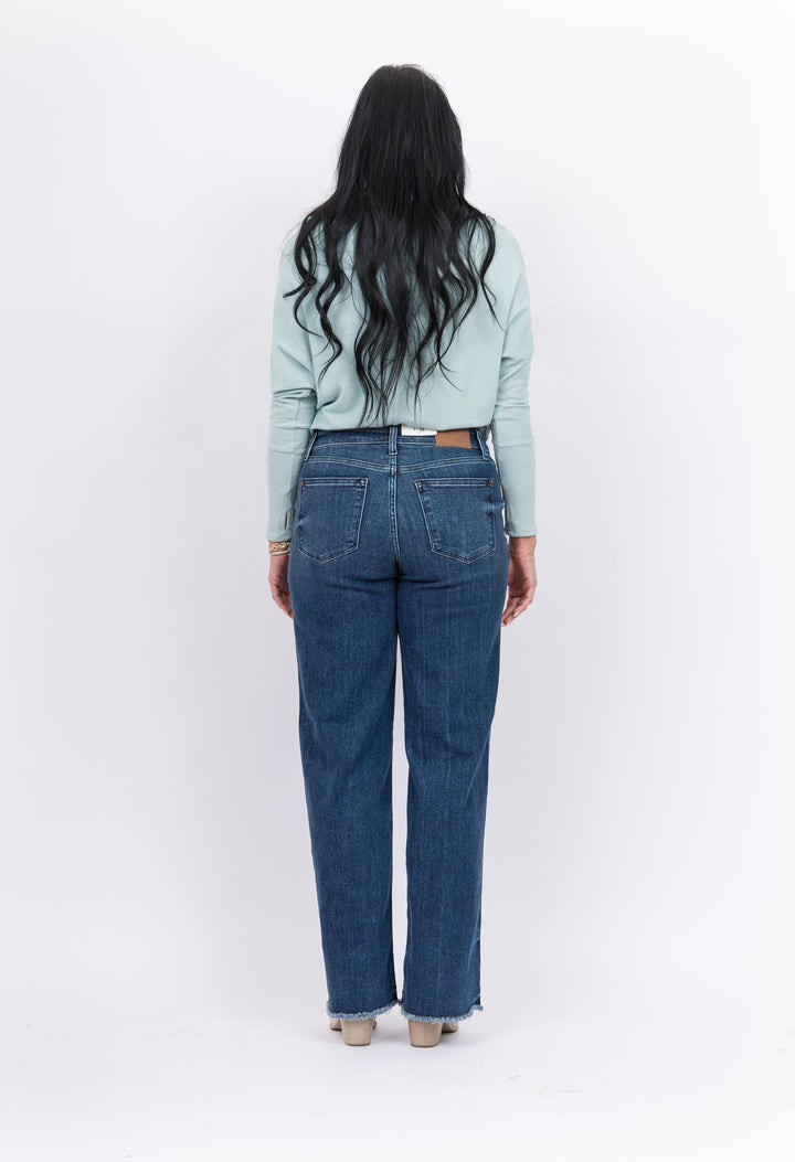 Judy Blue Mid Rise Wide Leg with Tint Denim -Dark