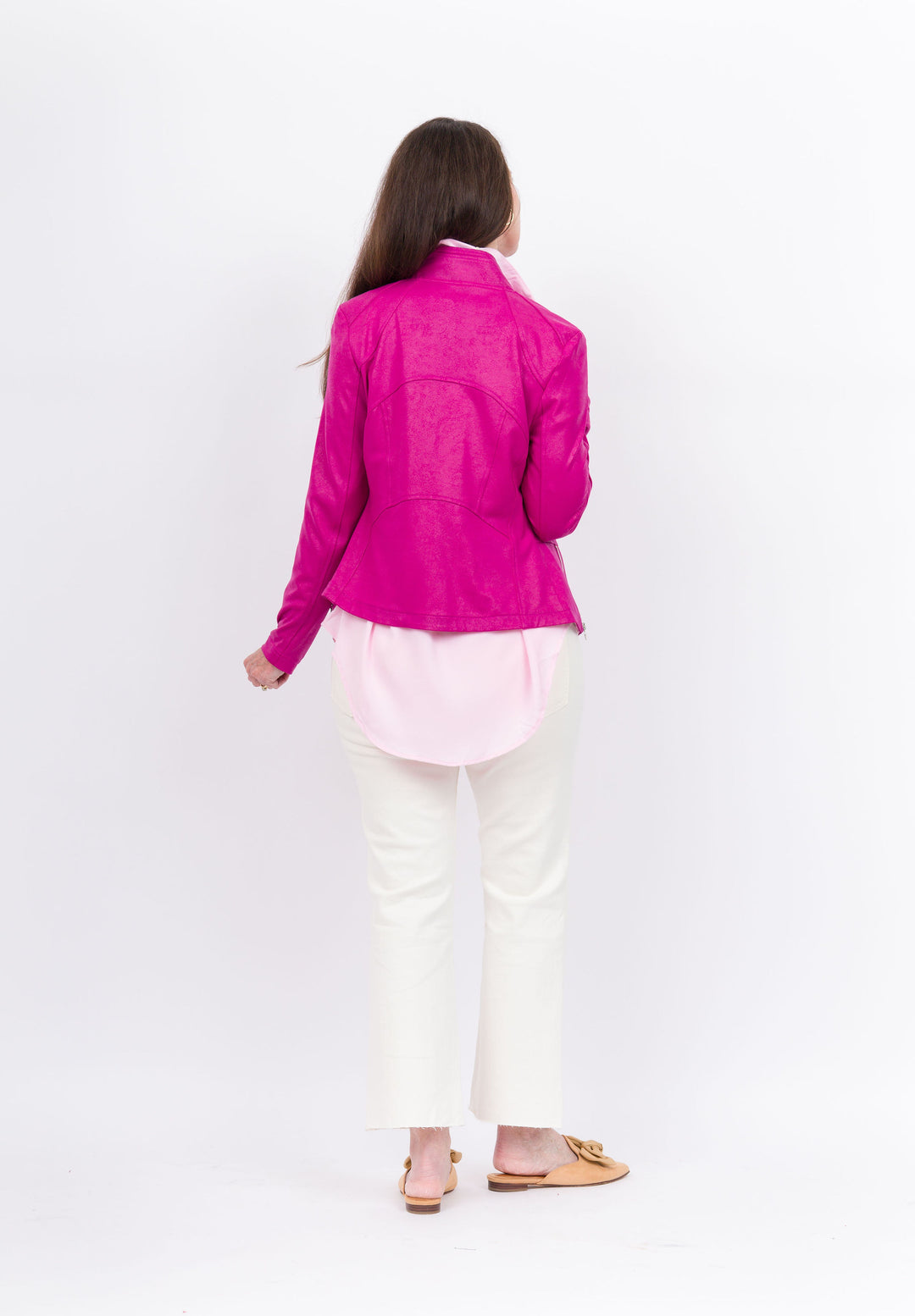 Clara Sunwoo Liquid Leather Jacket-Magenta