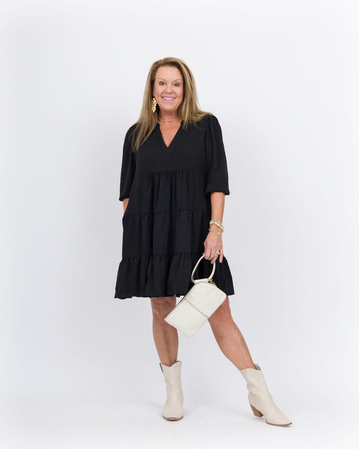 Carolla Tiered Dress-Black