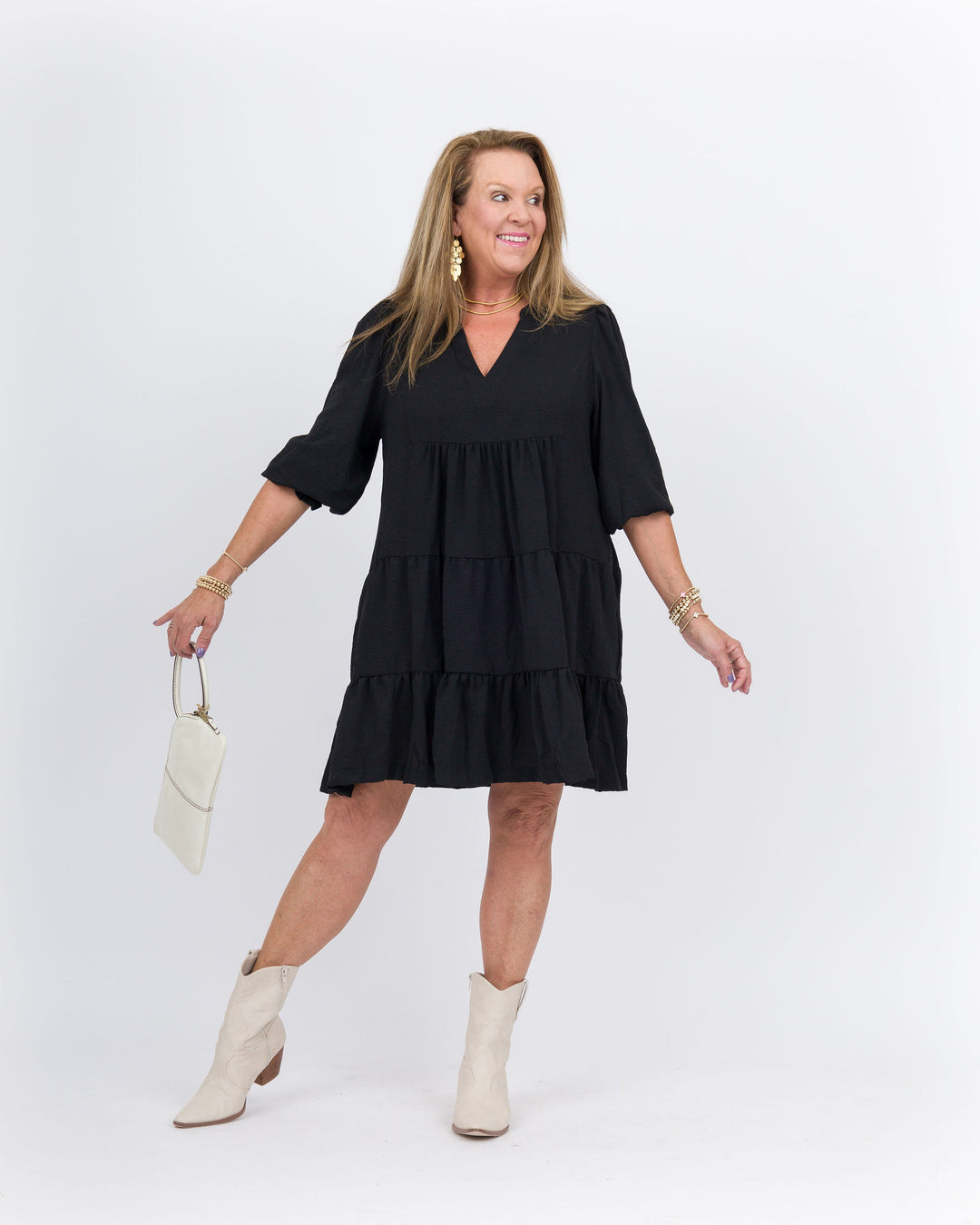 Carolla Tiered Dress-Black