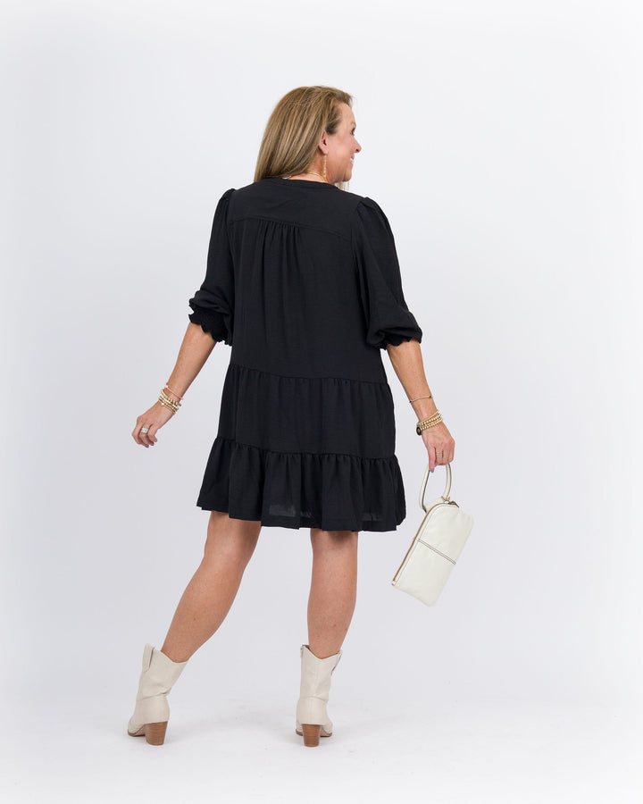 Carolla Tiered Dress-Black