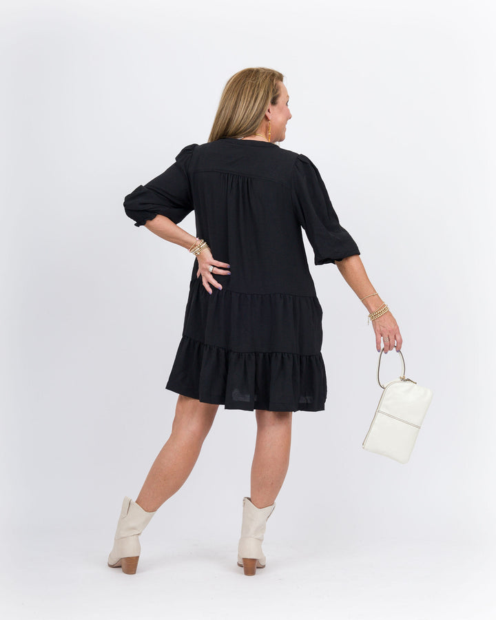 Carolla Tiered Dress-Black