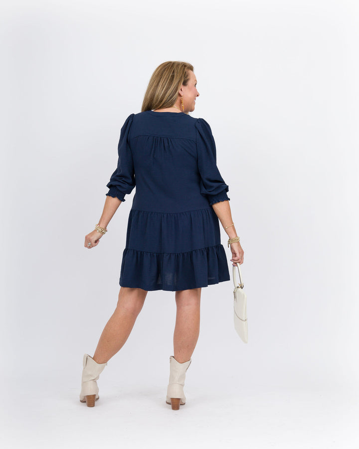 Carolla Tiered Dress-Navy