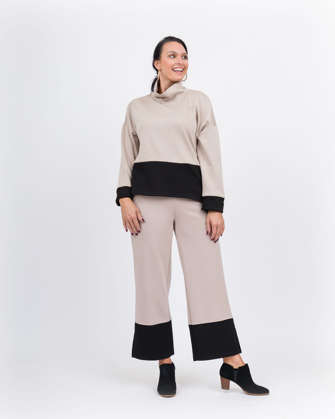 P. Cill Pants-Taupe with Black