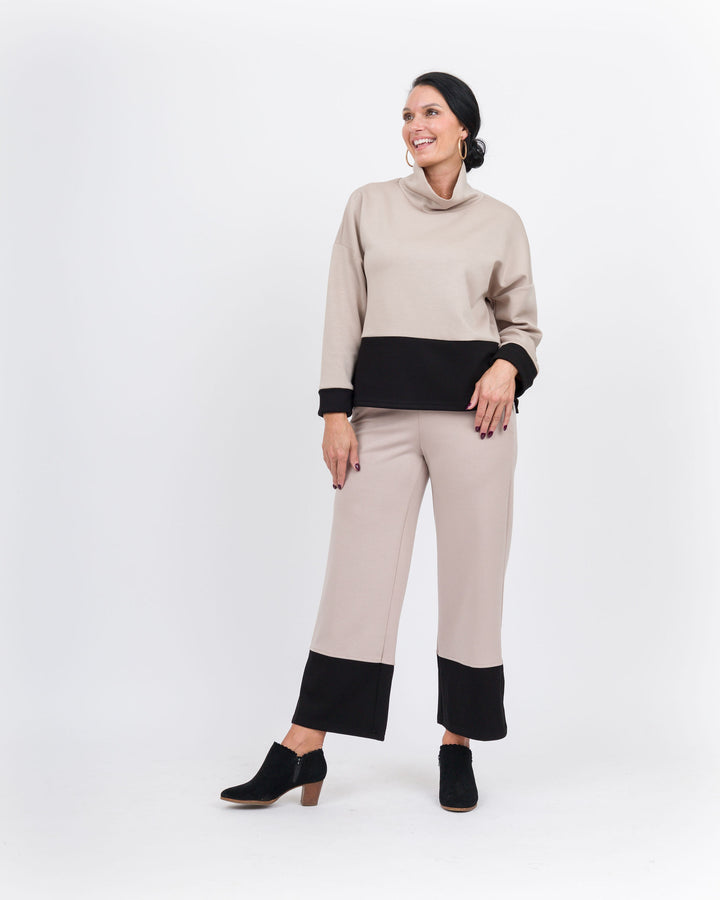 P. Cill Pants-Taupe with Black